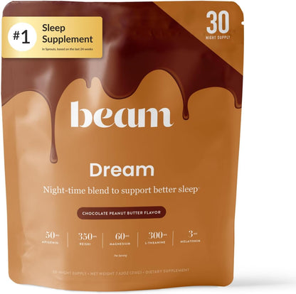 BEAM Dream Sleep Powder - Magnesium Sleep Aid for Adults with Melatonin, L-Theanine, Reishi Mushroom & Apigenin, Sleep Supplement