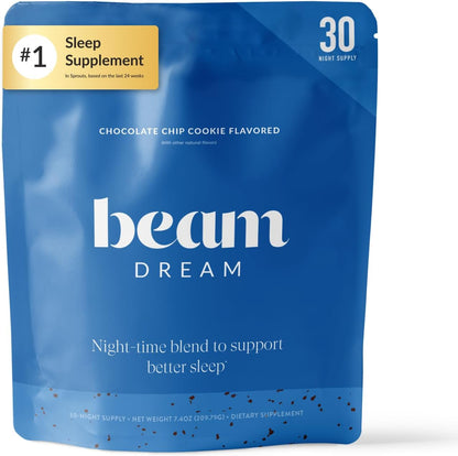 BEAM Dream Sleep Powder - Magnesium Sleep Aid for Adults with Melatonin, L-Theanine, Reishi Mushroom & Apigenin, Sleep Supplement