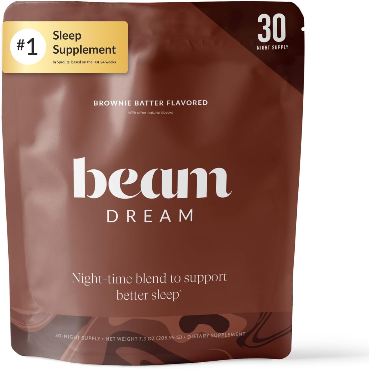 BEAM Dream Sleep Powder - Magnesium Sleep Aid for Adults with Melatonin, L-Theanine, Reishi Mushroom & Apigenin, Sleep Supplement