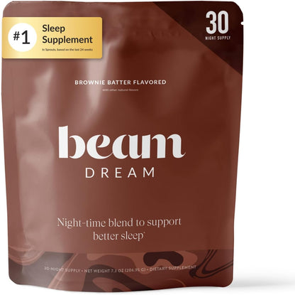 BEAM Dream Sleep Powder - Magnesium Sleep Aid for Adults with Melatonin, L-Theanine, Reishi Mushroom & Apigenin, Sleep Supplement