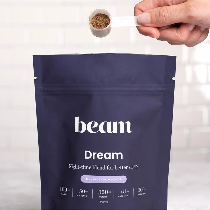 BEAM Dream Sleep Powder - Magnesium Sleep Aid for Adults with Melatonin, L-Theanine, Reishi Mushroom & Apigenin, Sleep Supplement